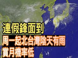 連假鋒面到周一起北台灣陰天有雨賞月機率低