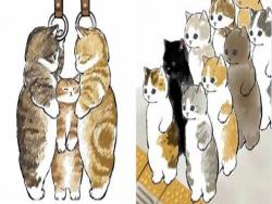 如果貓咪也要上班～　插畫家「擠地鐵的貓」玻璃拍滿肉球反而好療癒❤