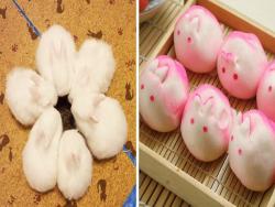 兔兔咖啡廳員工「圍一圈開會中」　網萌化：是小時候最愛吃的兔子豆沙包！
