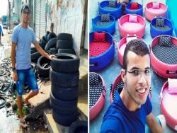 廢棄輪胎被他改造成「毛孩可愛小床」，這位23歲巴西男驚艷世界的鏟屎官：超想要一個！